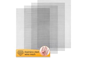AggFencer 4 Pcs 12x8 Inch 304 Stainless Steel Mesh, 20 Mesh Steel Mesh Screen, 52% Open Area Multipurpose Metal Screen for Vent, Filter Mesh, Garden, Window Screen, 0.85mm Hole 30cmX21cm