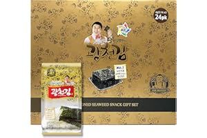 Kimnori Kwangcheonkim Master Seasoned Seaweed Snacks – Gift Box 24 Individual Packs Roasted Trans Fat Gluten Free Sea Salt 100% Natural Laver 4g 0.14 Ounce 김 のり 海苔 紫菜