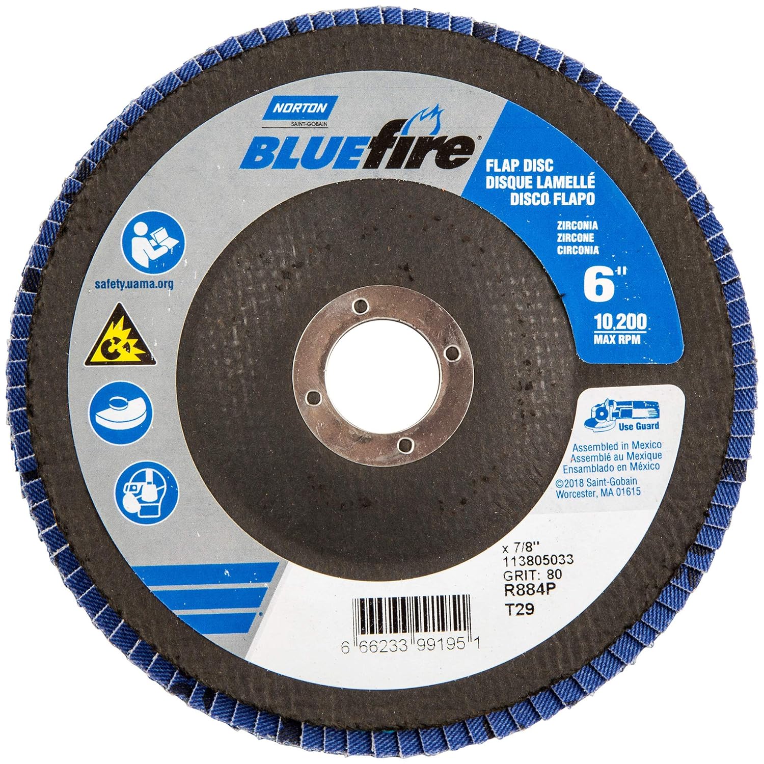 Flap Disc, 6 In x 80 Grit, 7/8 Abrasive Flap Discs