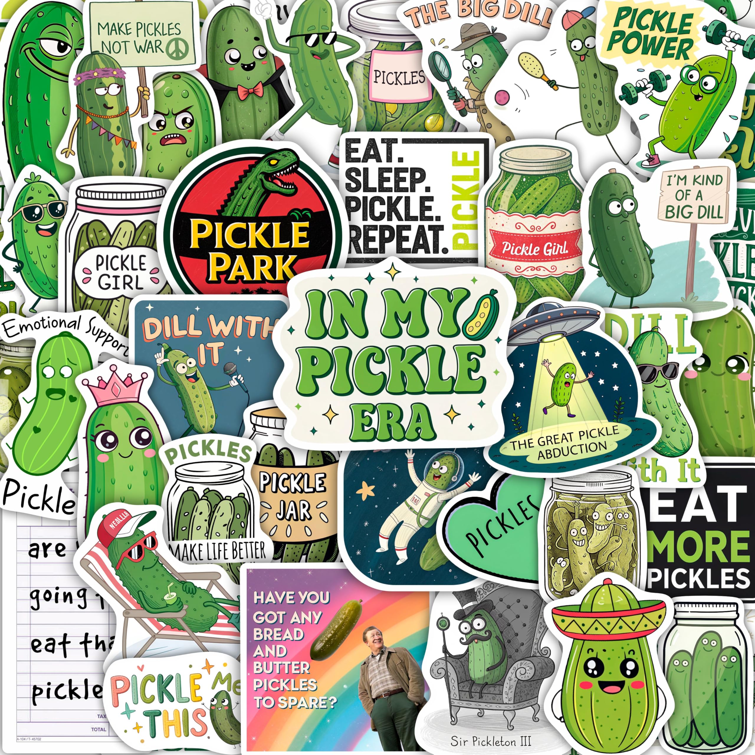 Photo 1 of 100Pcs Pickle Stickers for Water Bottle and Laptop - Pickle Party Supplies, Decorations - Food and Fun Stickers, Gifts for Women & Men
