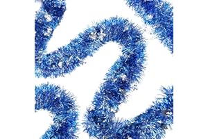 MARFOREVER Blue Snowflake Tinsel Garland Winter Wonderland Decorations, Winter Metallic Twist Garland for Winter Holidays New Year Weddings Party Home Wall Classroom Hanging Decor, 3 Pcs 19.7 FT
