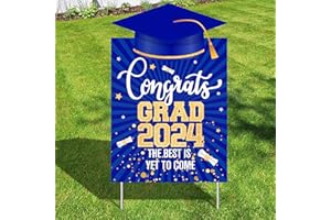 KatchOn, Graduation Yard Sign 2024 with Stakes - 16 Inch | Congrats Grad Yard Sign 2024, Graduation Yard Signs Class of 2024 | Graduation Signs 2024 for Yard, Blue Graduation Decorations Class of 2024