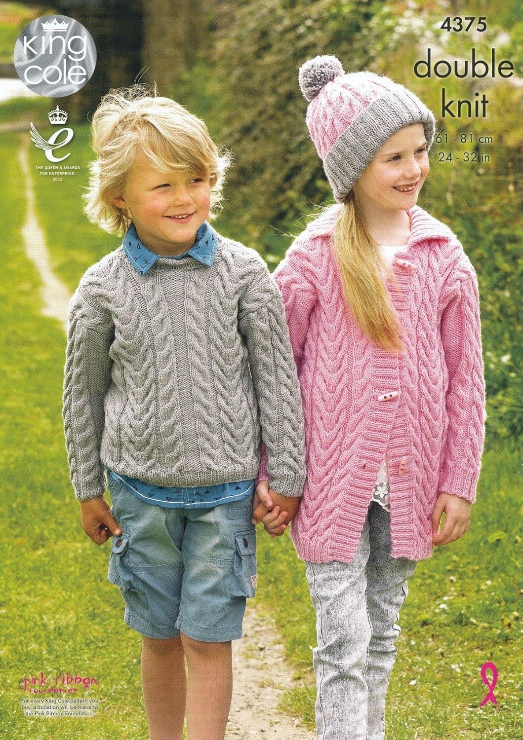 King Cole Girls Boys Double Knitting Pattern Cable Knit Sweater Cardigan Merino Dk 4375