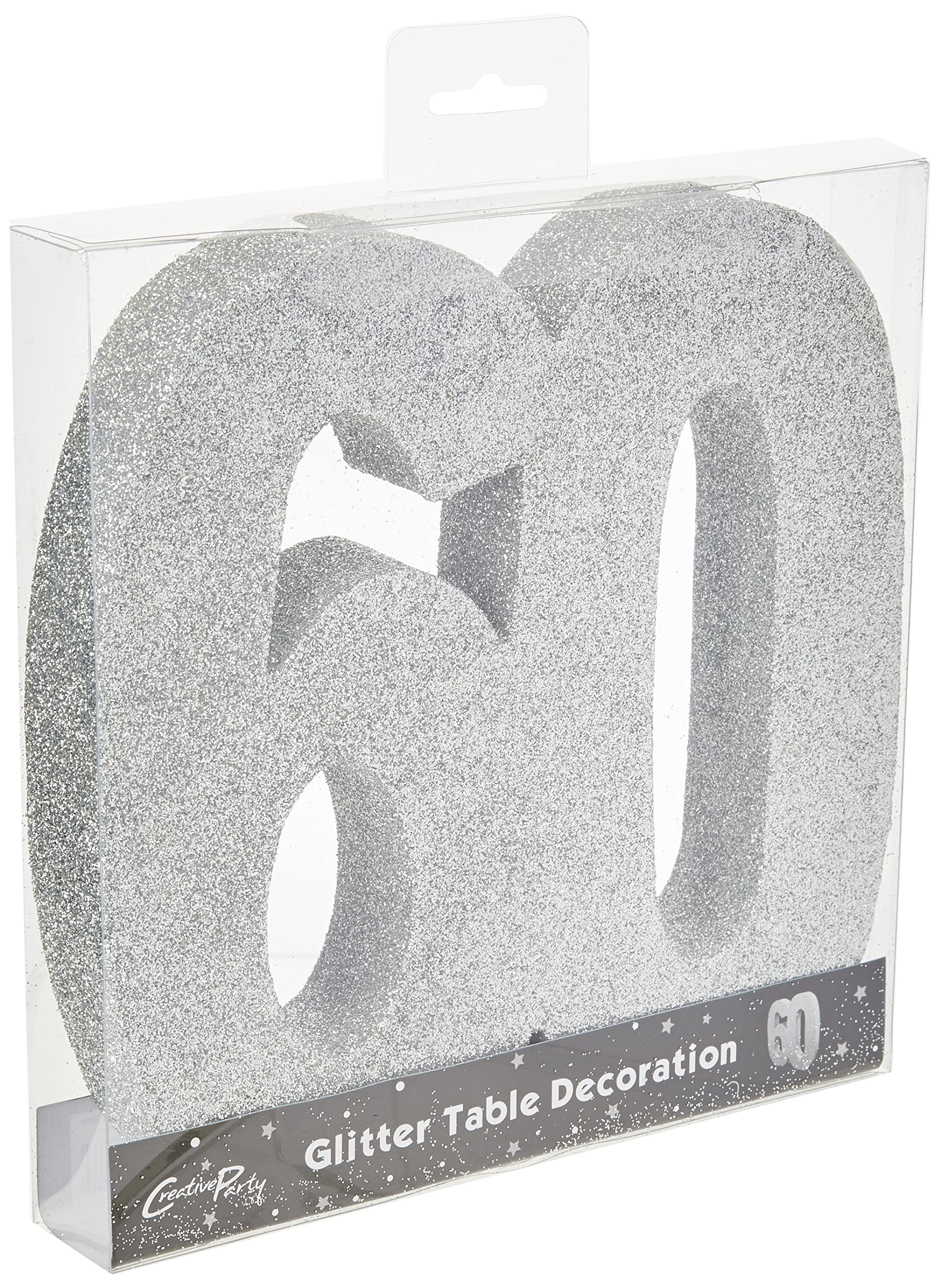 Number 60 Glitter Table Decoration Silver| Table Centrepiece | Table Decorations Centrepiece | 60th Birthday Decorations | 60th Wedding Anniversary Decorations| Pack of 1 | 20cm |H118