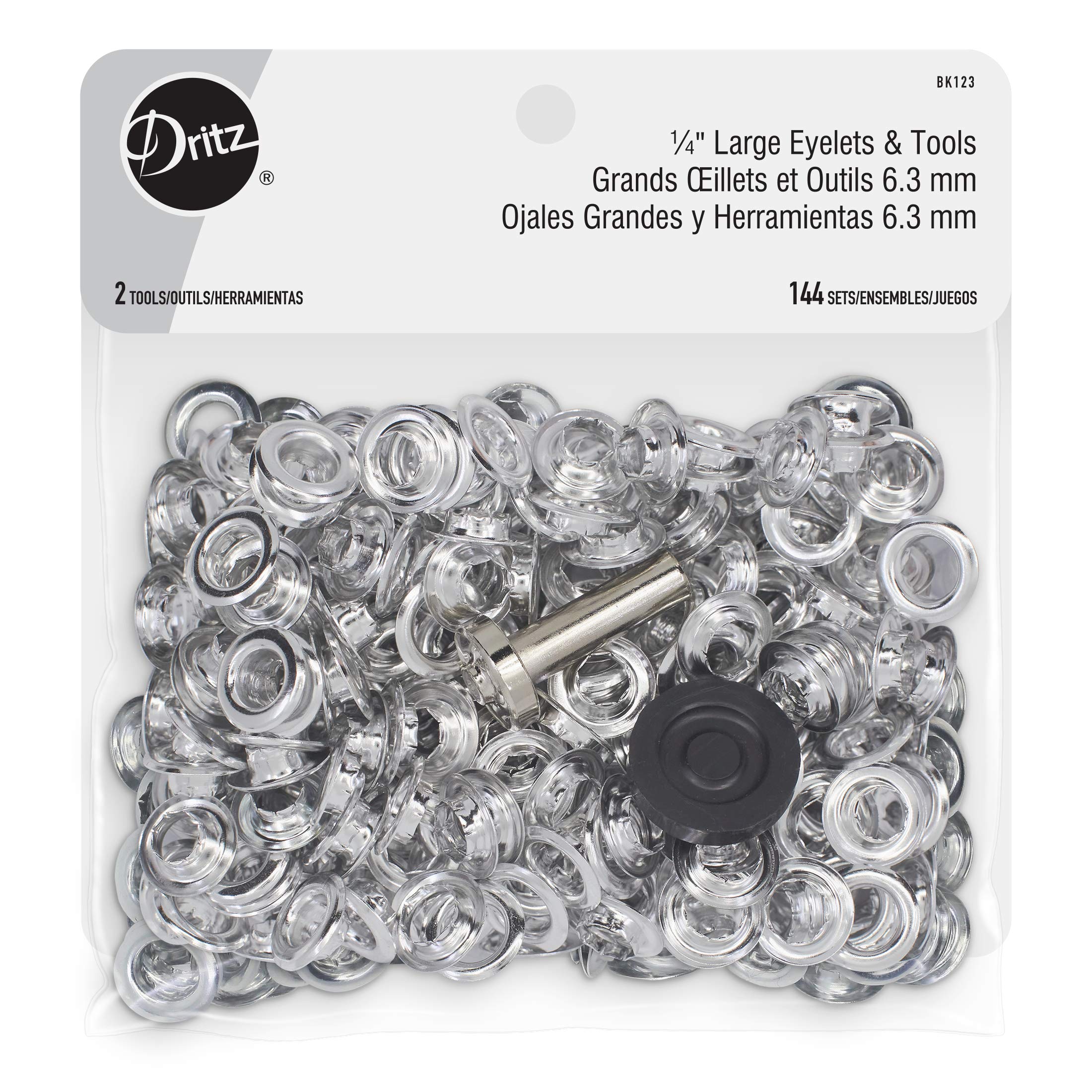 Photo 1 of Dritz 1/4in Nickel Includes Eyelets and Tools Fasteners, Large 1/4"