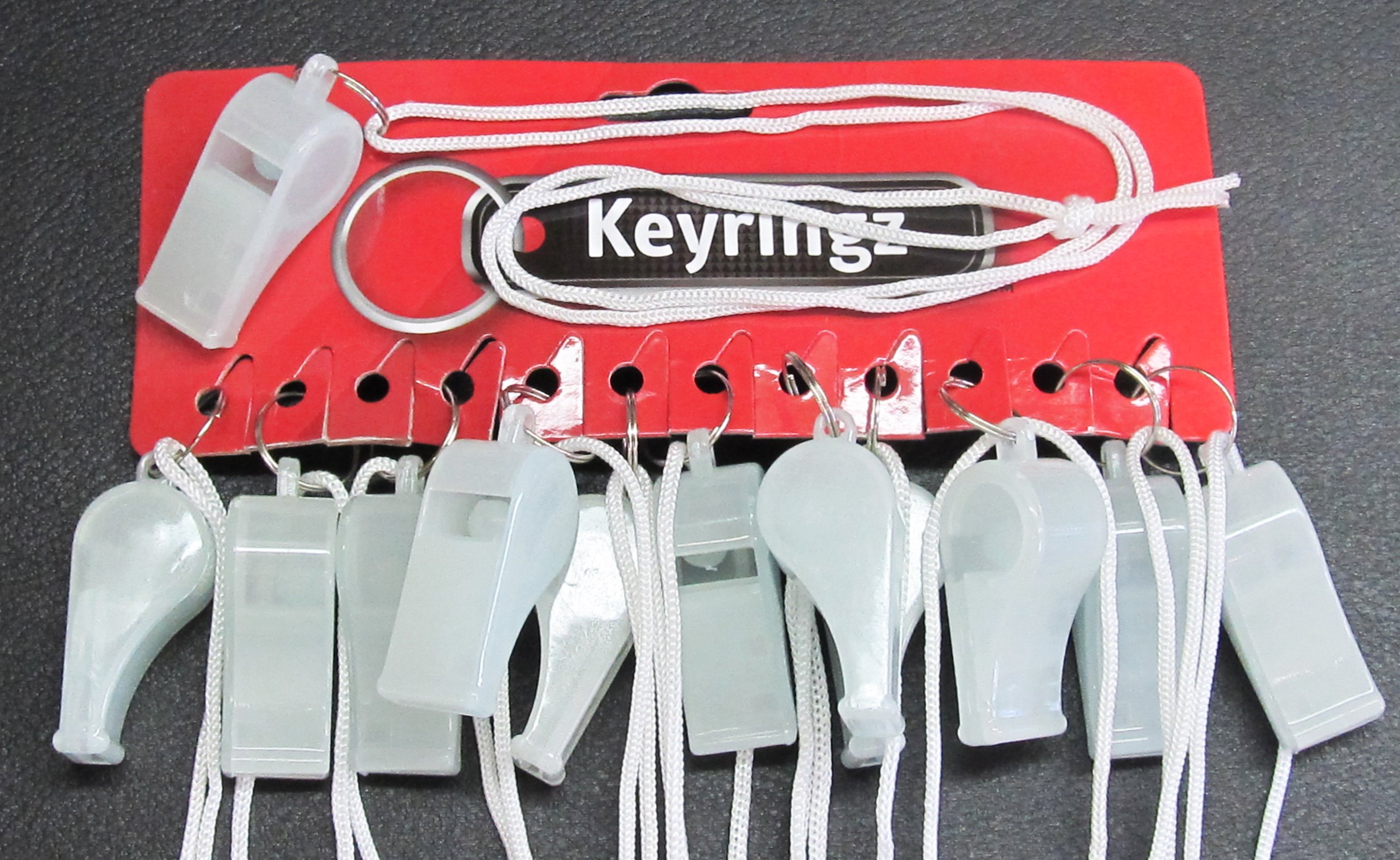 Harts 12 units Rave Glow in the Dark Whistles on White Cord