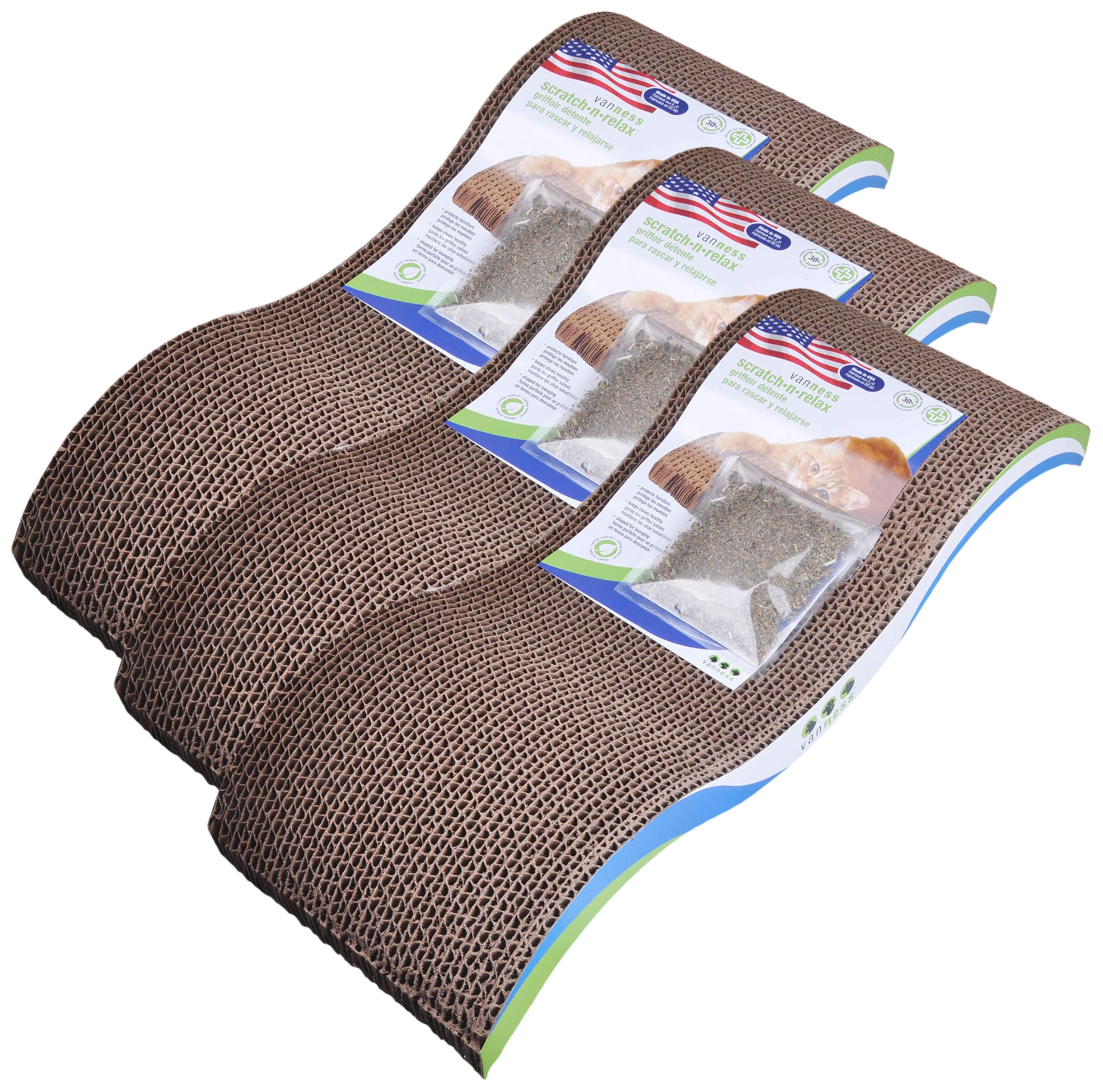 Van Ness Pets Scratch-N-Relax Cat Scratch Pad and Lounger (Pack of 3)