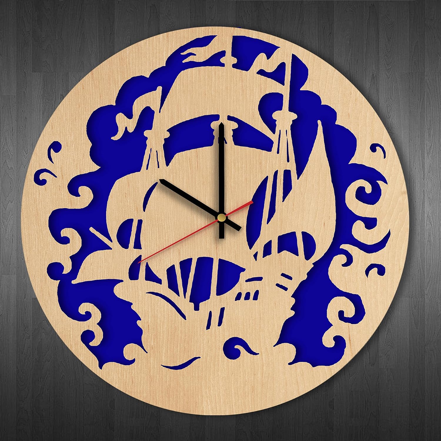 Pirates Ship Wooden Wall Clock Made Perfect gift and