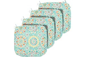 FUNHOME 4 Pack Outdoor Chair Seat Cushion Covers, Waterproof Patio Furniture Cushion Slipcovers with Zipper 24 x 24 Inch, Replacement Cover Only(Cyan Circle)