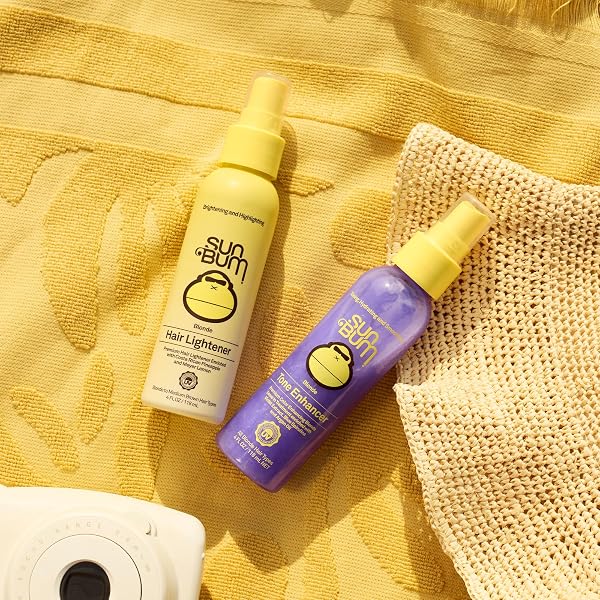 SUN BUM LIGHTEN AND TONE TRAVEL KIT – BLONDE HAIR LIGHTENER AND TONE ENHANCER – ENHANCES HAIR COLOR AND SHINE WHILE NEUTRALIZING BRASSY TONES – UV PROTECTING – VEGAN AND CRUELTY FREE (4 OZ, 1.5 FL OZ)