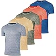 Real Essentials 5 Pack: Men’s Short Sleeve Dry Fit Active Crew Neck T Shirt - Athletic Running Gym Workout Tee Tops
