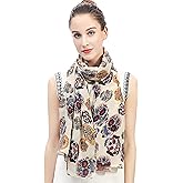 Lina & Lily Day of the Dead Sugar Skull Print Large Scarf Shawl Lightweight