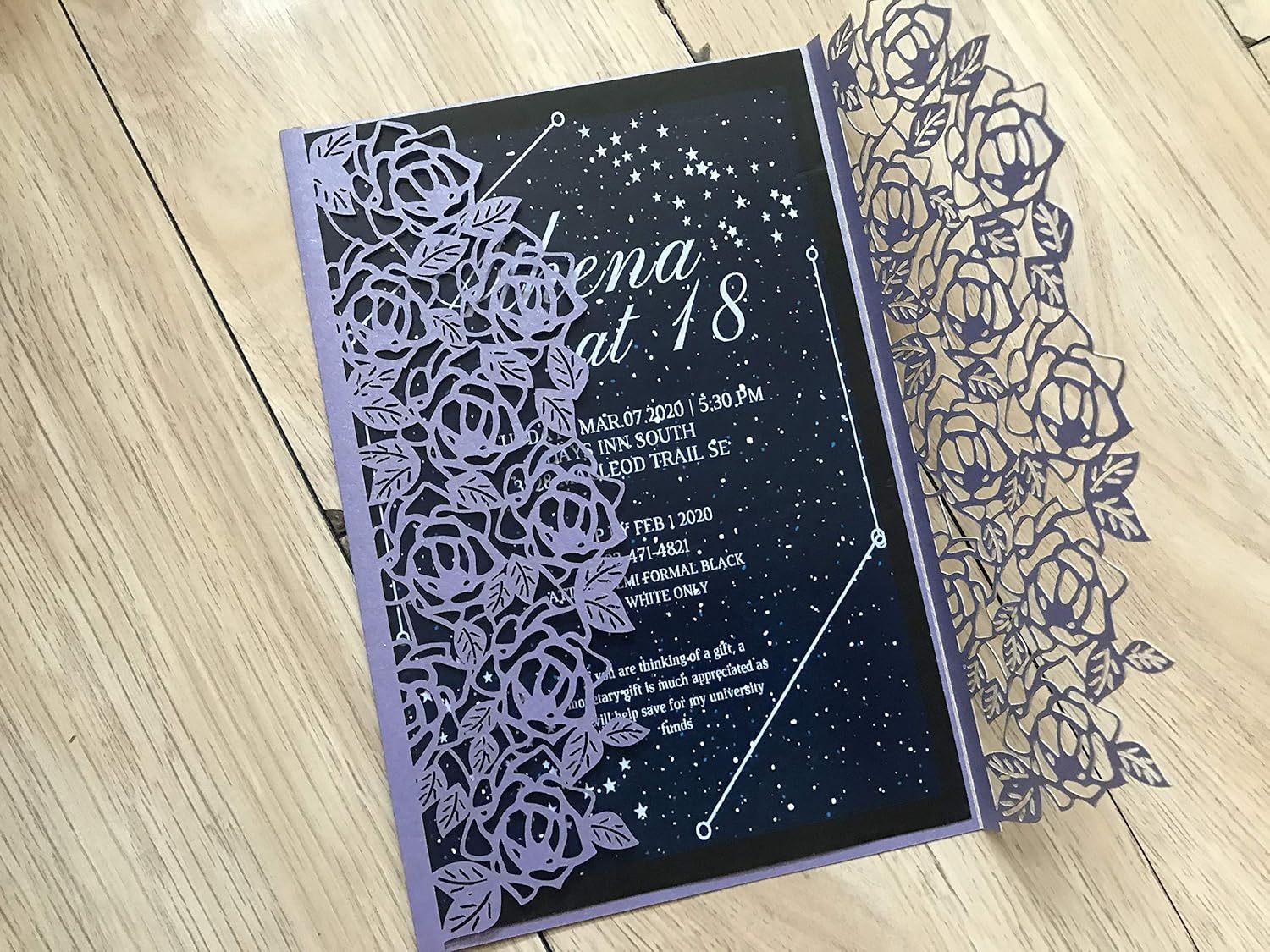 Amazon Com Wedding Invitations Bridal Shower Invitation Laser Cut Wedding Cards Sweet Birthday Invitation Cards Baptism Invitations Pearl Light Purple 50pcs Arts Crafts Sewing