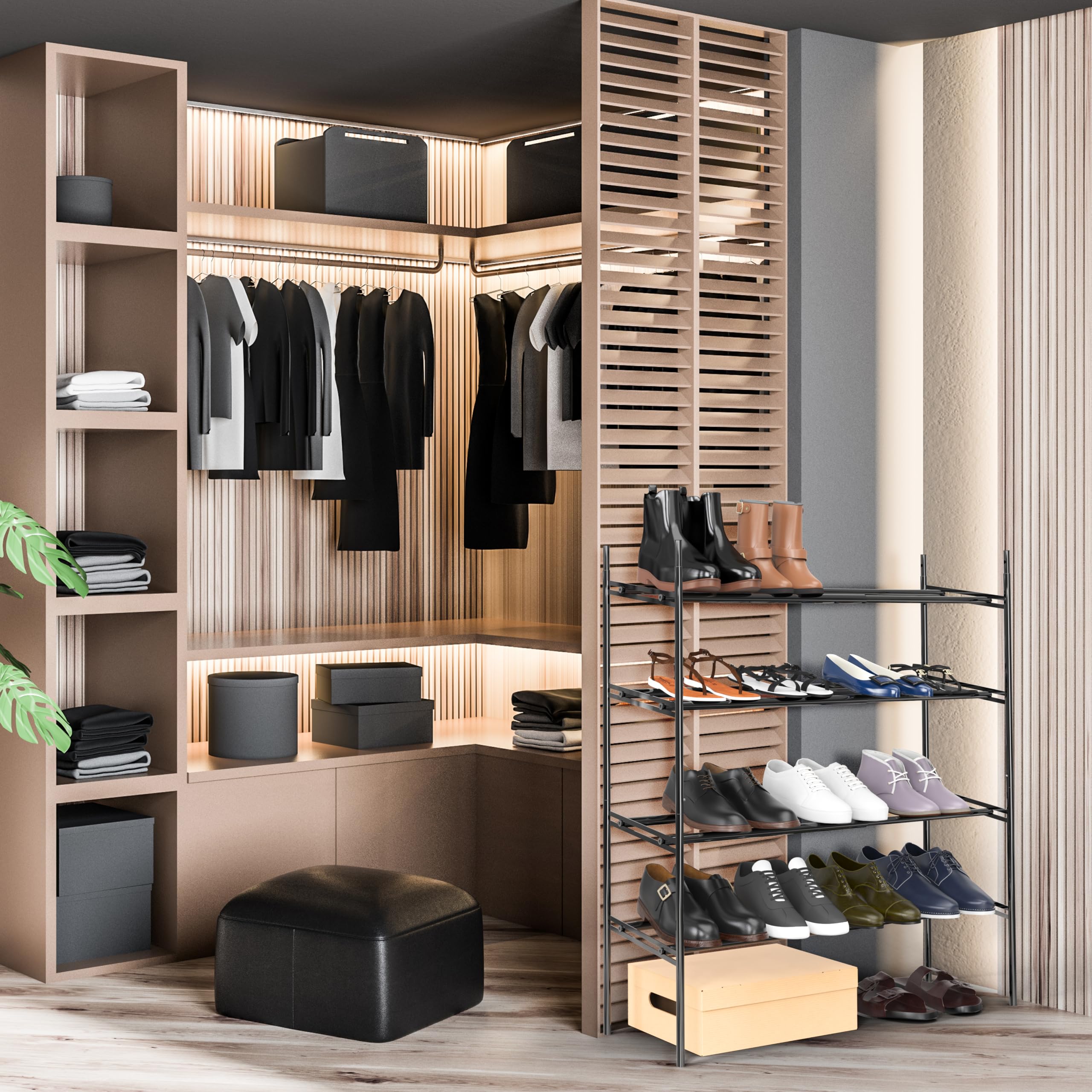 Mua Simple Houseware 4-Tier Stakable Shoe Racks with Extendable Shelves ...