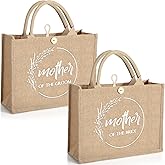 Coume 2 Pcs Mother of Bride Groom Bags Wedding Bridal Shower Gifts Burlap Jute Tote Bags with Handle Bridesmaid Gift for Mom(15.8 x 11.8 x 5.9'')