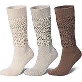 Tough Land Merino Wool Slouch Socks for Women Soft Knee High Scrunch Warm Cozy Stacked Boot Socks 3 Pack