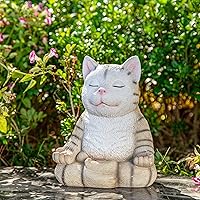 Meditating Zen Garden Cat Statue Sculpture Figurine - Large Gardens Decor Figurine, Yoga Lover Gift, Waterproof Jared Leto Me