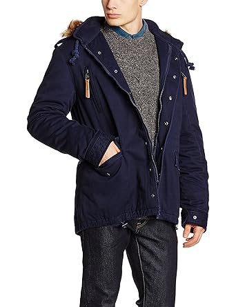 Brandit Herren Kurzer Parka mit Kapuze mit Kunstfell