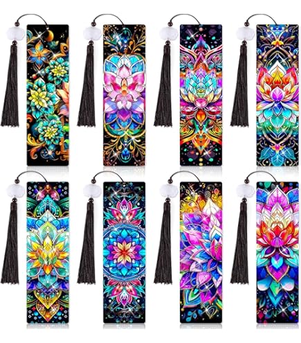 4pcs Mandala Diamond Painting Bookmark Set Tassel Bookmarks