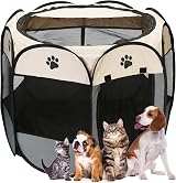 Sea Team Foldable Pet Playpen Portable Soft Pop-Up Mesh Dog Cat