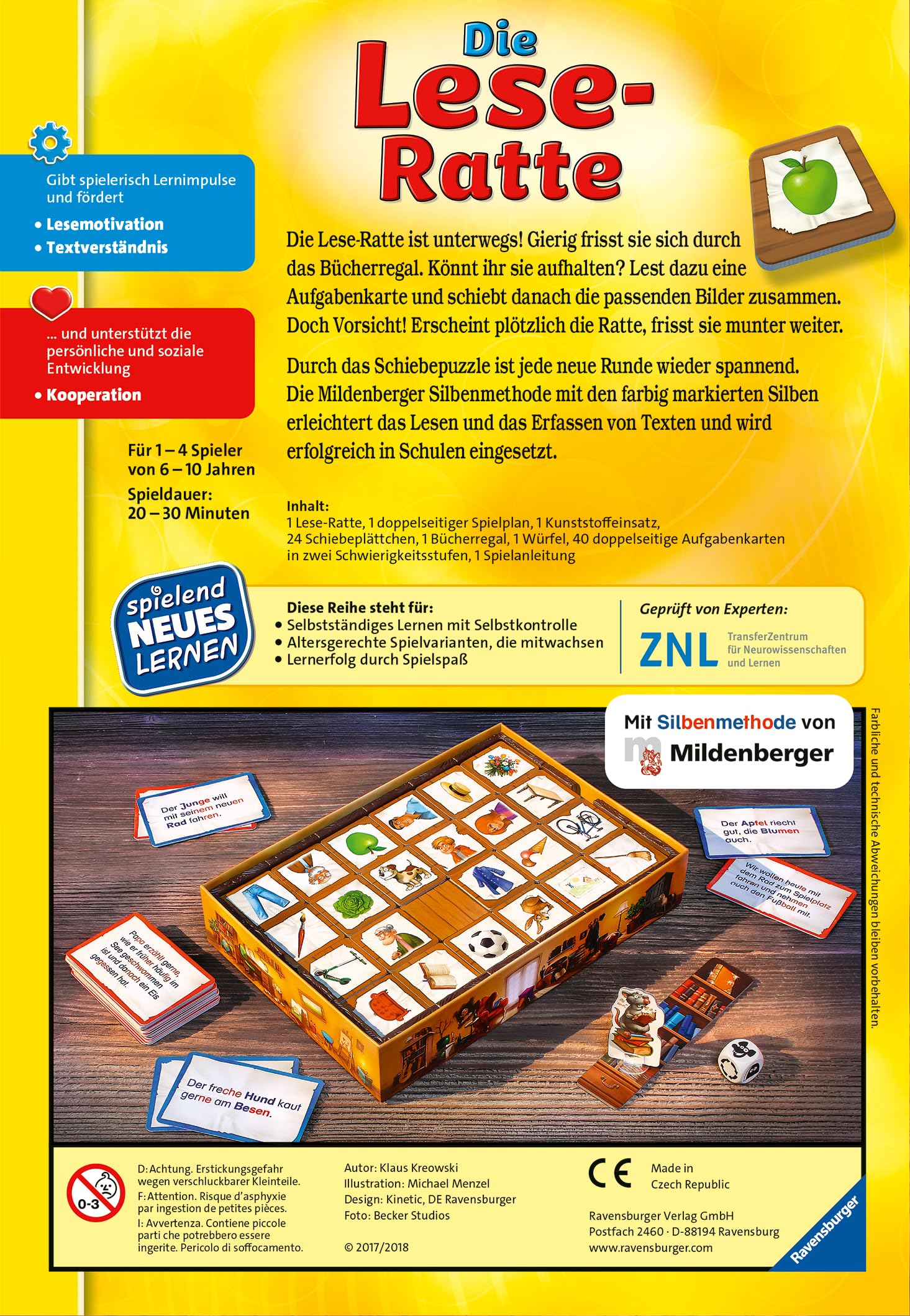 Ravensburger 24956 - Die Lese-Ratte - Spielen und Lernen für Kinder, Lernspiel für Kinder ab 6-10 Jahren, Spielend Neues Lernen für 1-4 Spieler - Geburtstagsgeschenke