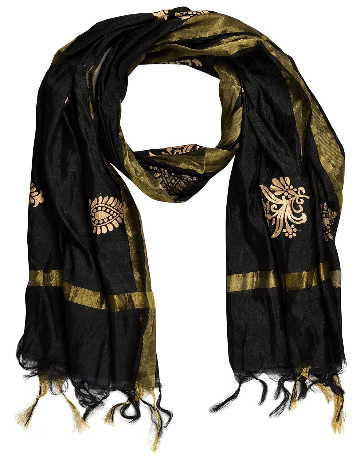 youthquake women's silk printed dupatta with golden border