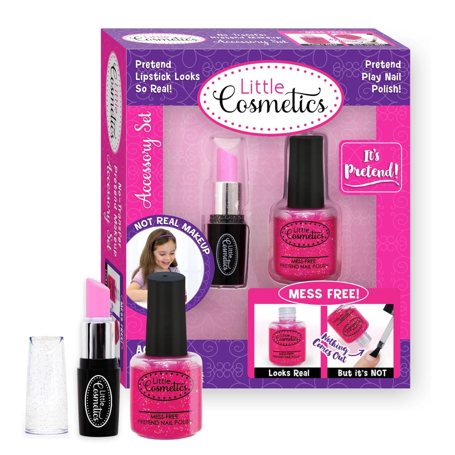 Girls Little Cosmetics Pretend Play Kit Nail Polish and Lipstick