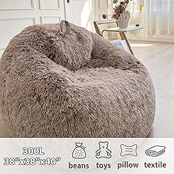 LIFEREVO Faux Fur Stuffed Animal Storage Bean Bag