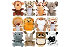 Arrozon 12 Pcs Small Stuffed Animals Bulk, 4.5 Inch Mini Stuffed Animals, Keychain Plush Toys Stocking Stuffers for Kids, Carnival Prizes, Classroom Treasure Box, Claw Machine Filler, Pinata Stuffers