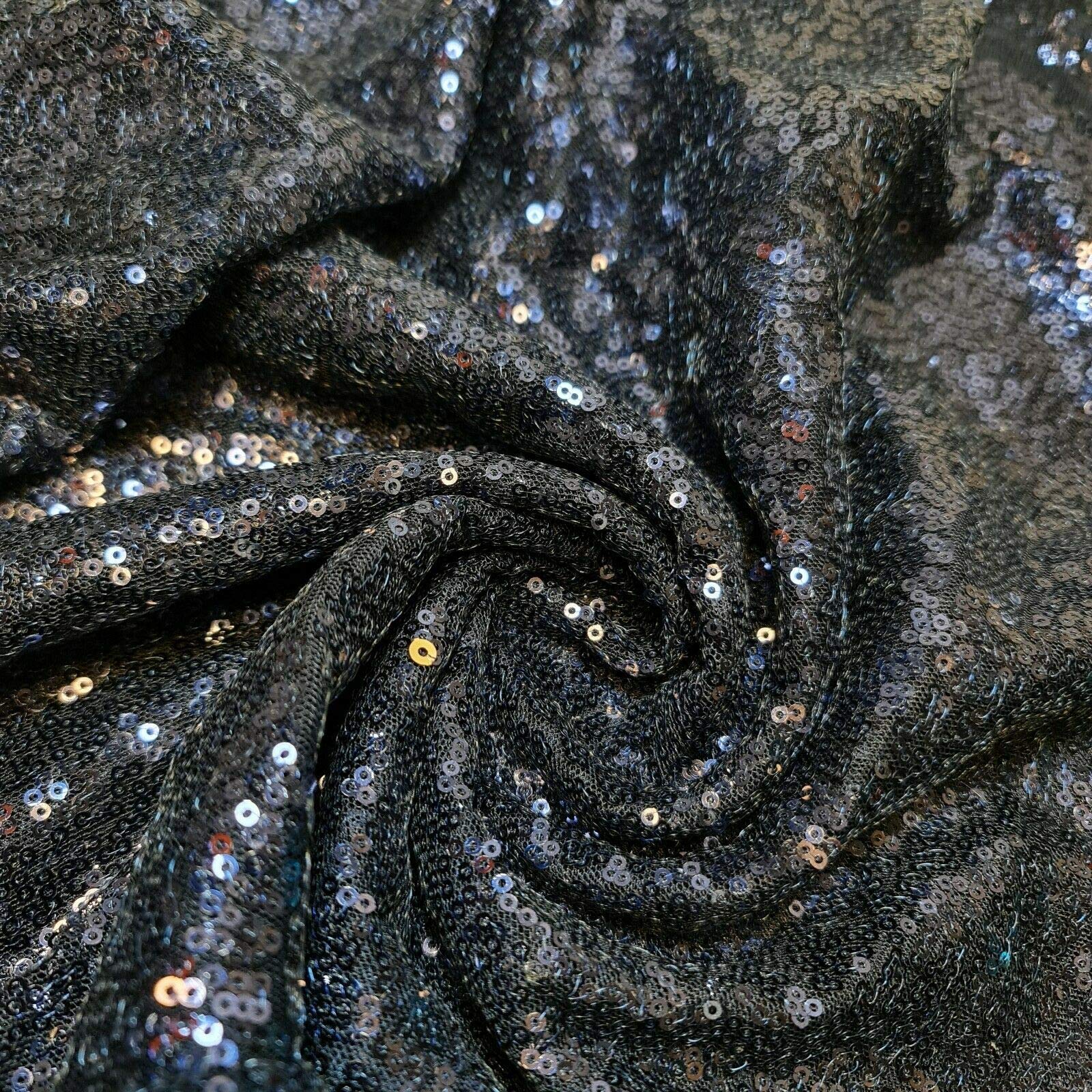 Sparkly Sequin Shiny Bling Decorations Dress Craft Fabric Material 58" Net with - 130cm Wide Sold As 1 Meter Pre - Cut Lengths (Navy Blue)