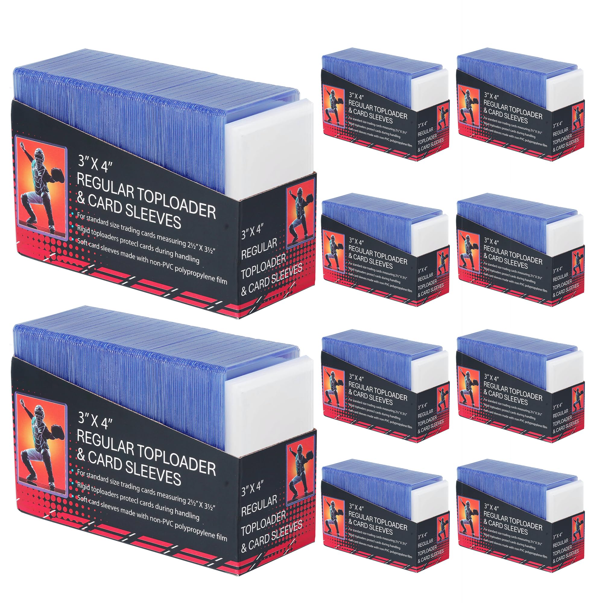 Photo 1 of 2000 Card Sleeves Top Loaders for Cards,3"X4" Baseball Card Protectors Toploaders for Cards,Hard Plastic Card Holder for Trading Sports Football Game Cards (1000 Hard Sleeves+1000 Penny Sleeves)