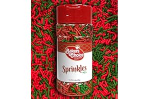 Baker's Choice Christmas Sprinkles For Baking - Sprinkles - Christmas Jimmies Sprinkles for Cookie Decorating - Dairy Free, Kosher 2.8 oz., Red & Green