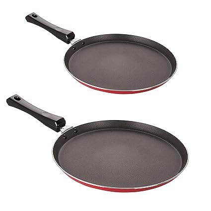 Nirlon Non-Stick Aluminium Cookware Set, 2-Pieces, Red (2.6mm_FT10_FT13)