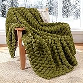 Whale Flotilla Throw Blanket for Couch with Jacquard Pattern, Fuzzy Soft Cozy Exquisite Blankets for All Season, Warm and Fluffy, 50x60 Inch, Olive