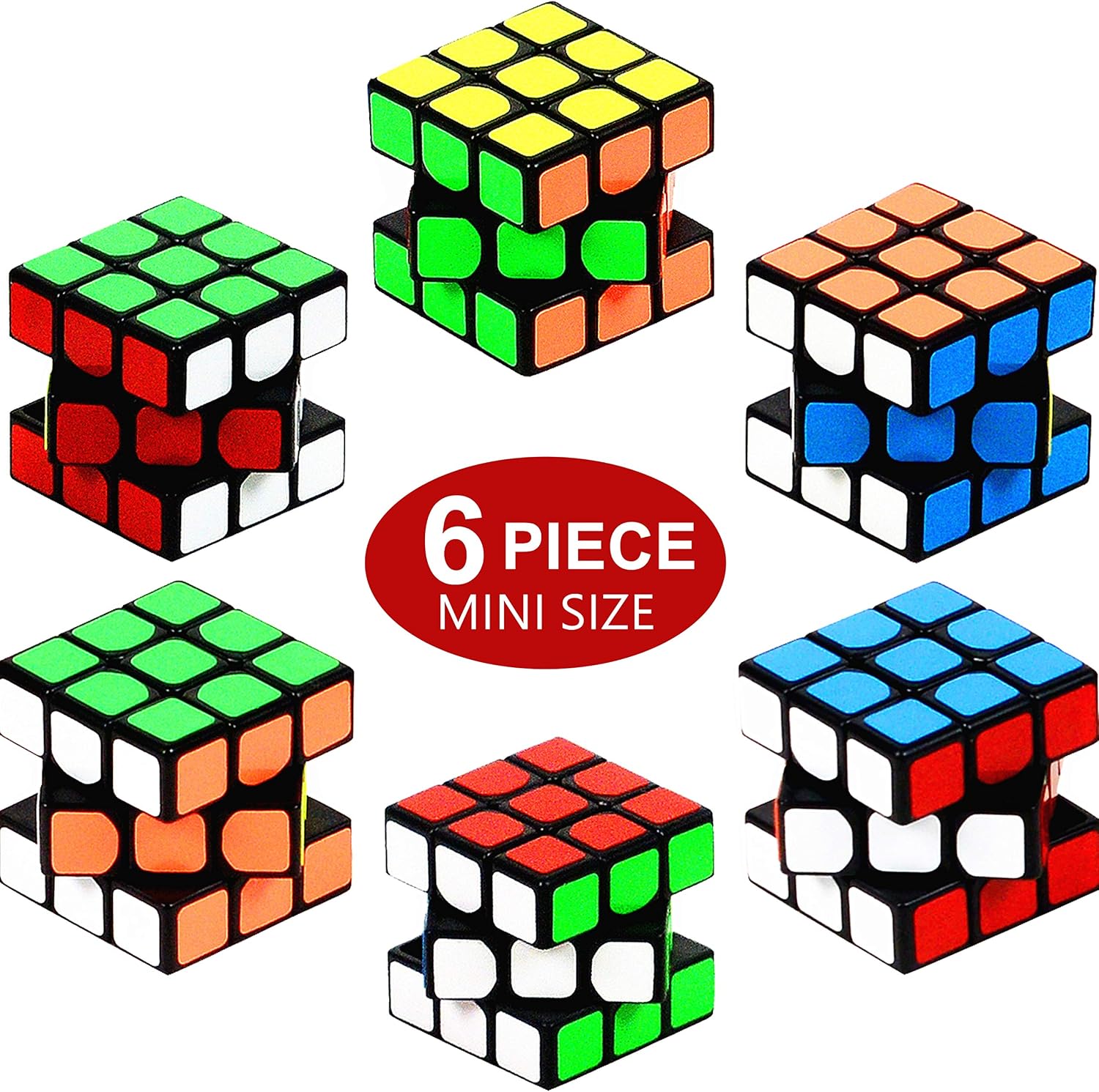 6 Pack Mini Cubes Set Party Favors Cube Puzzle, 1.18 Inch Puzzle Magic Cube Eco-friendly Safe Material with Vivid Colors