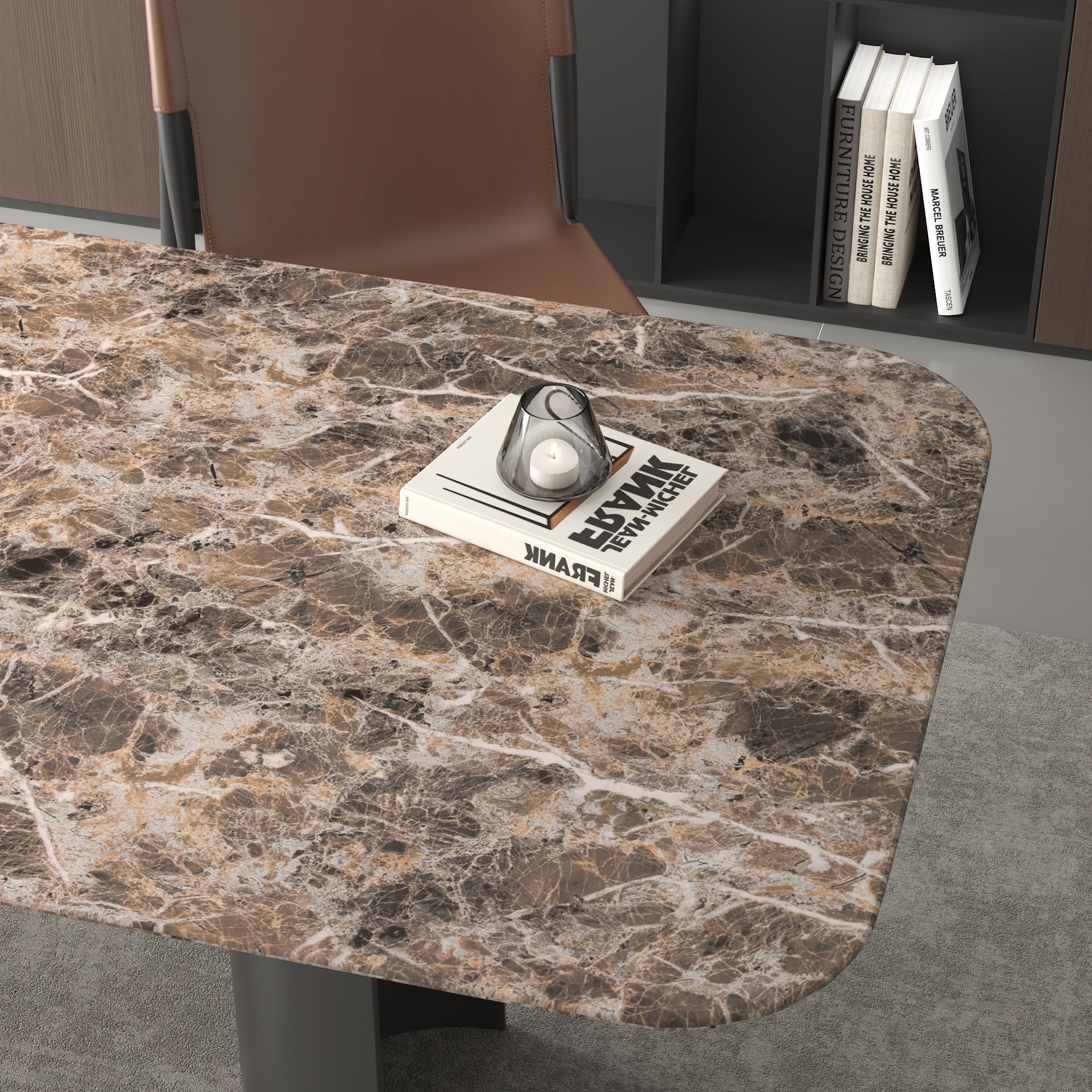 JSEVEM 40CM×3M Brown Marble Wallpaper Peel and Stick Waterproof Brown Marble Contact Paper Removable Glossy Textured Granite Furniture Tile Sticker for Table Kitchen Countertops Bedroom Walls