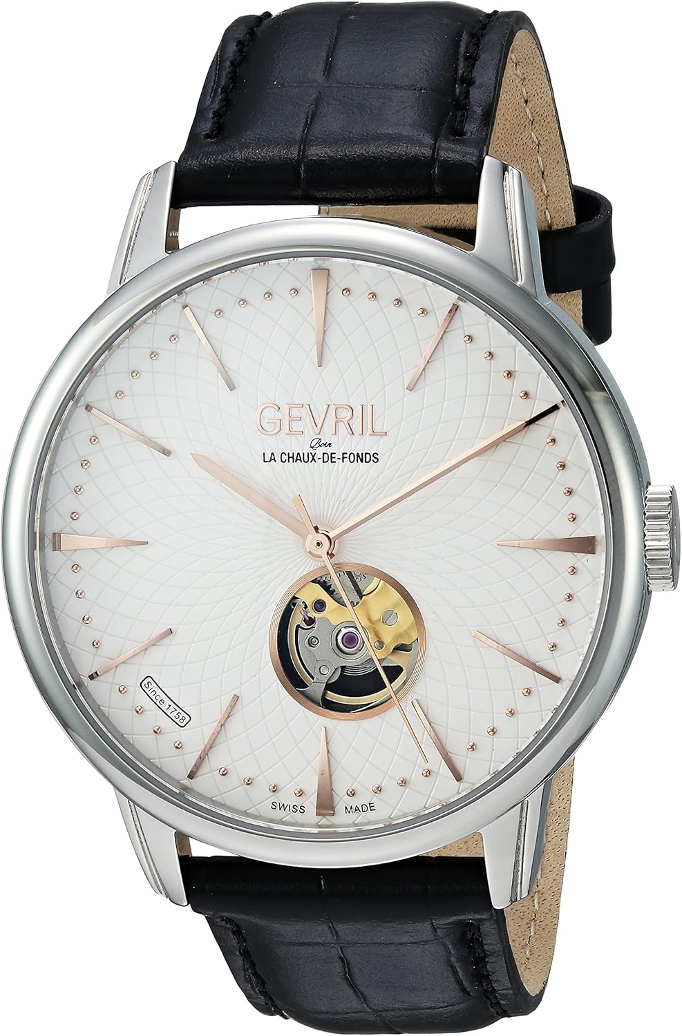 Gevril Men's Analog Swiss Automatic Watch with Leather Calfskin Strap