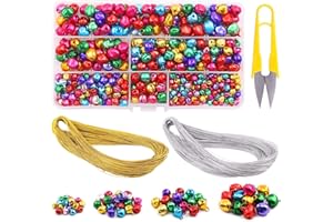 Swpeet 403Pcs Colorful 4 Sizes Christmas Jingle Bells Assortment Kit with 200m Gold Sliver Cord, Jingle Bells and Craft Bells, Perfect for Christmas Party Decorations Craft Decorations DIY Bells