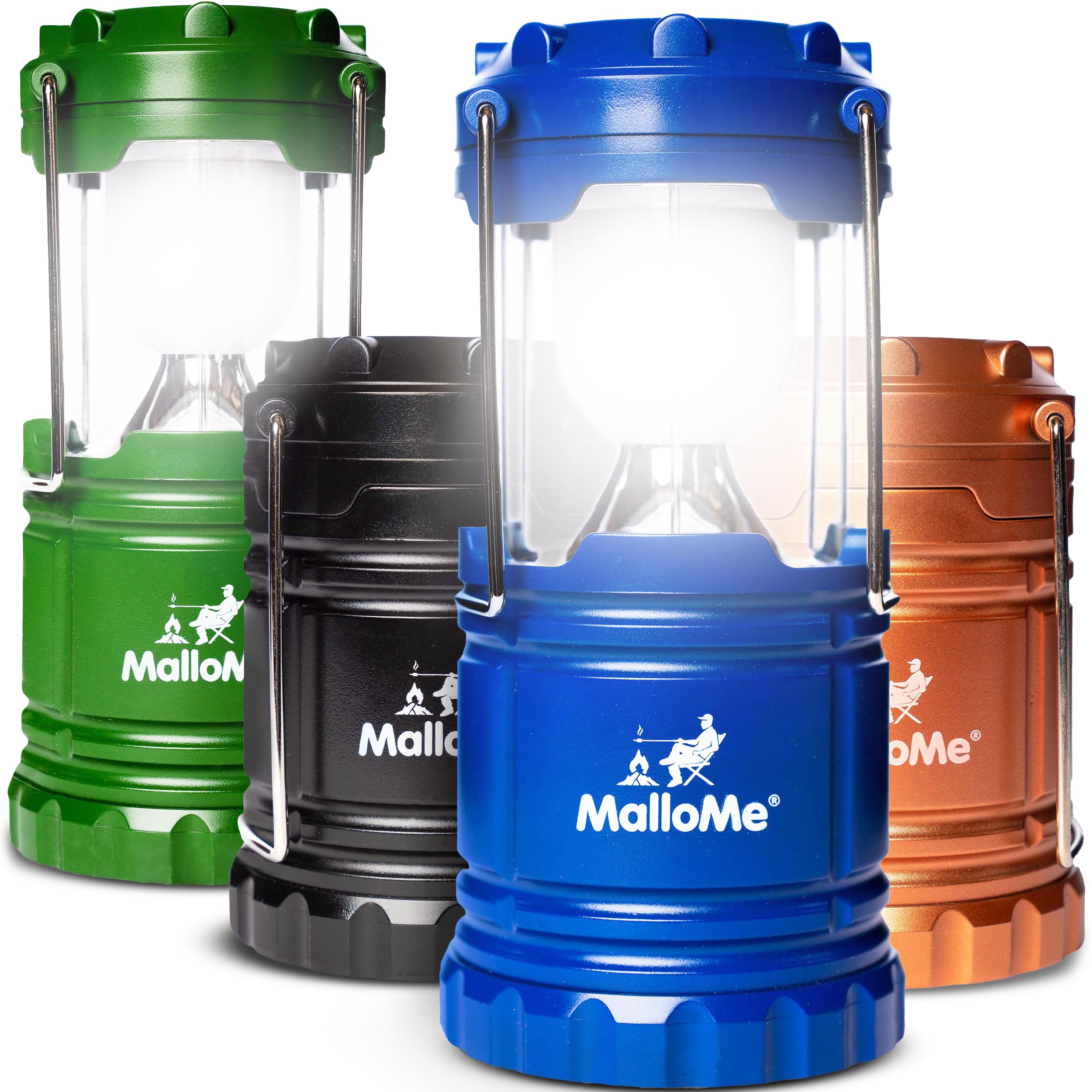 Photo 1 of MalloMe Camping Lantern Multicolor 4 Pack Lanterns for Power Outages, Camping Lights for Tent Hanging, Camp Light Tent Lamp Emergency Battery Powered LED Lantern (Rechargeable Batteries Not Included)