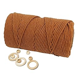 Macrame Cord 4mm 109 Yards Caramel,Colored Soft