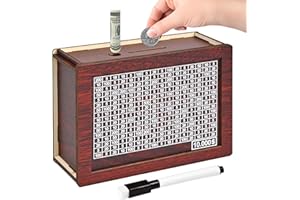krlladetiy 10000 Savings Challenge Box, Wooden Money Saving Piggy Bank for Adults Kids, Reusable, Targets 10k