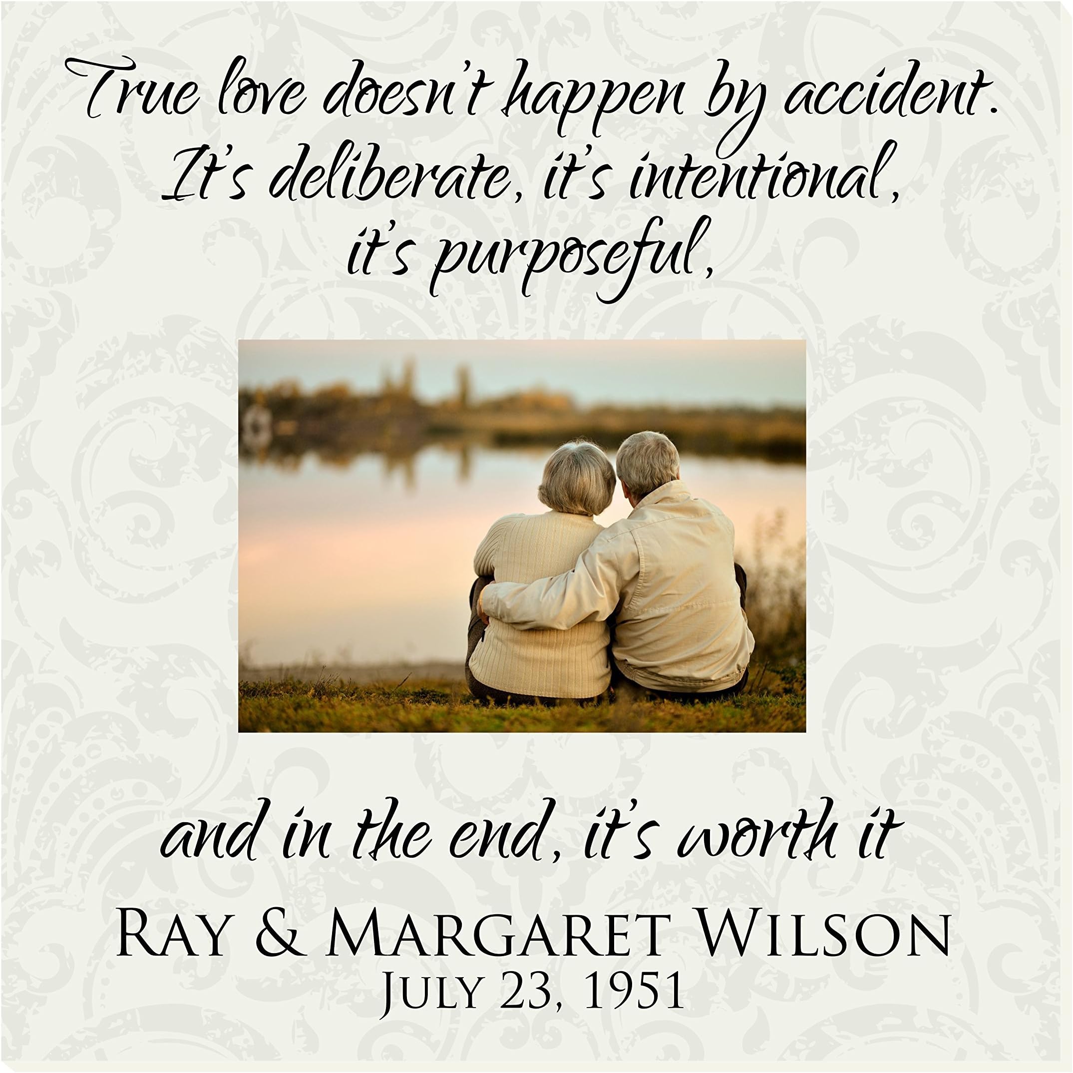 Personalized Wedding Background Picture Frame for 5" x 7" Photo 12" x 12" Overall Size