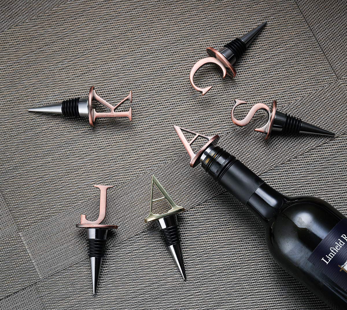 Wine Stoppers,Reusable Wine Preserver,Zinc Alloy and Food Grade Silicone Material,New DIY Letter-shaped Wine Bottle Stopper Funny Gift (Letters C)