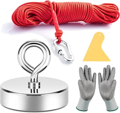 Neosmuk 500+ lb Fishing Magnet 2.5in Neodymium with Rope Disc