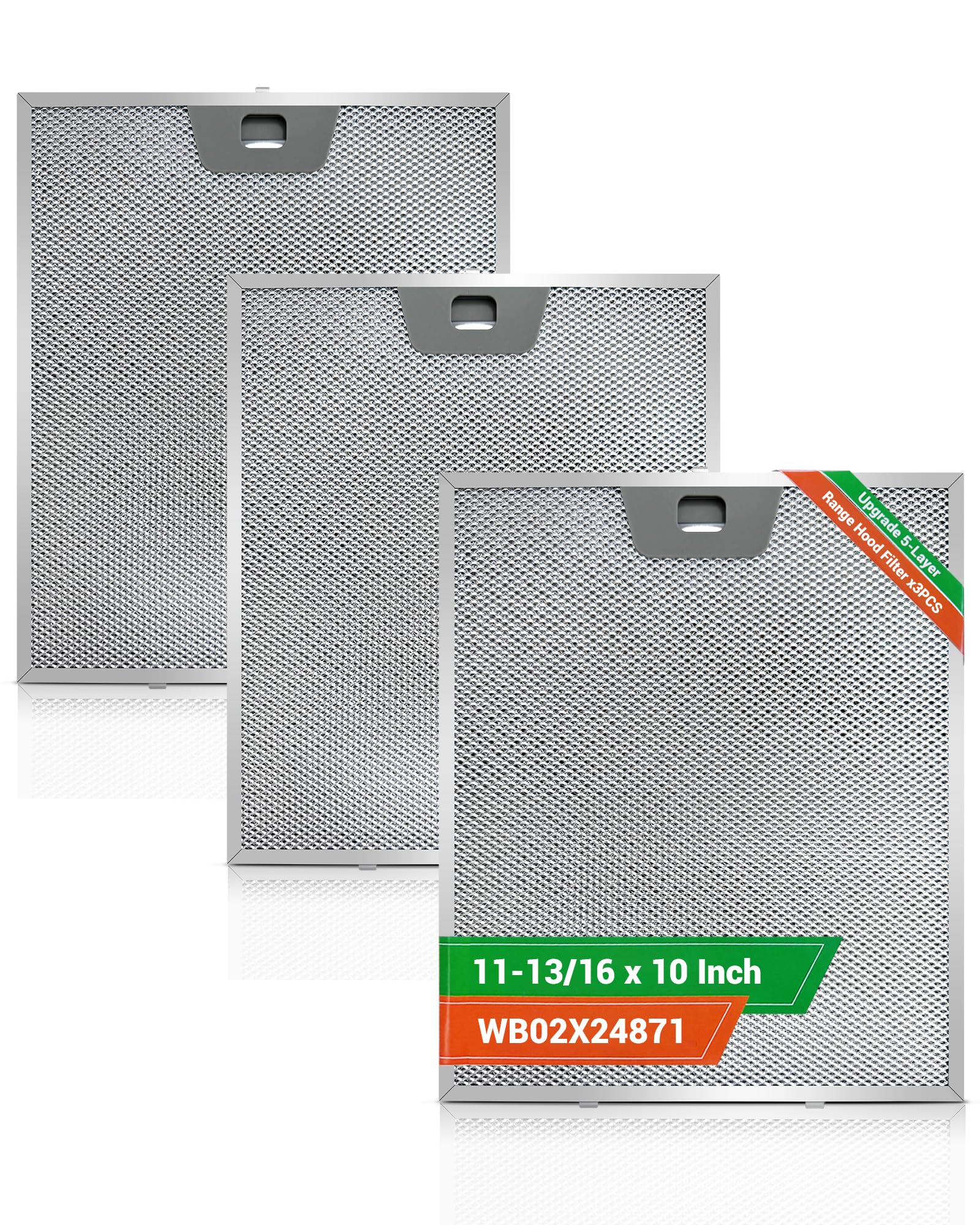 Photo 1 of 3PCS wb02x24871 Range Hood Grease Filter Compatible with GE JVW5361EJ1ES JVW5361EJ2ES JVW5361SJSS JVW5361BJ1TS, Approximately 11-13/16 x 10 Inches