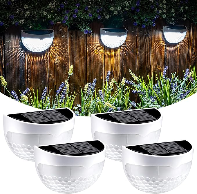 GIGALUMI Solar Fence Post Lights, Deck Lights Outdoor Waterproof Fence