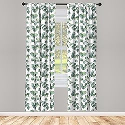 Ambesonne Leaf Curtains, Watercolor Style Pattern
