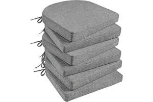 Basic Beyond Chair Cushions for Dining Chairs 6 Pack, Memory Foam Chair Cushion with Ties and Non Slip Backing, 16 x 16 inches Chair Pads for Dining Chairs(Dark Grey)