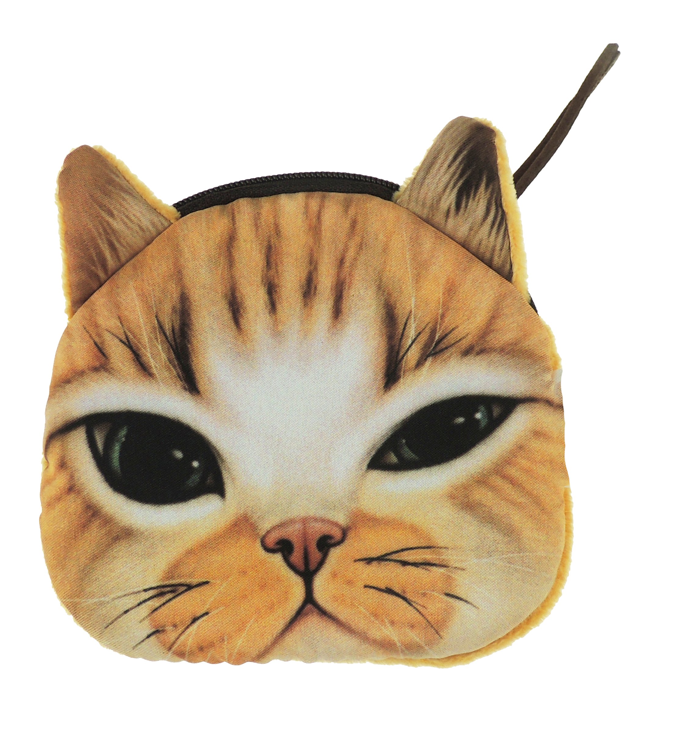 Womens Mens Cute Cat Kitten Kitty Animal Lovers Funny Christmas Birthday Gift Realistic Face Small Coin Change Money Makeup Zipper Holder Wallet Pouch Purse (Angry Ginger)