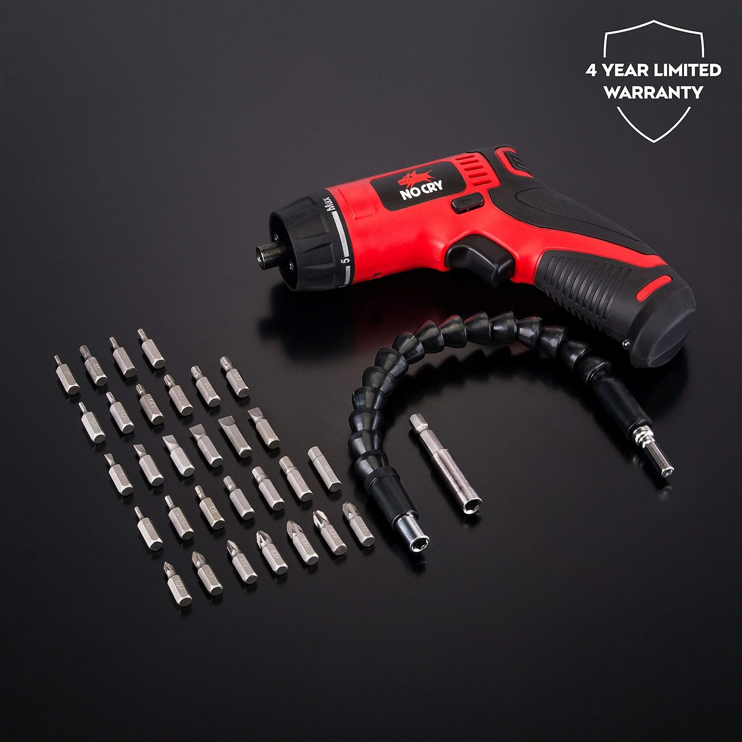 NoCry 10 N.m Cordless Electric Screwdriver - with 30 Screw Bits Set, Rechargeable 7.2 Volt Lithium Ion Battery and a Built-In LED Light: Home Improvement